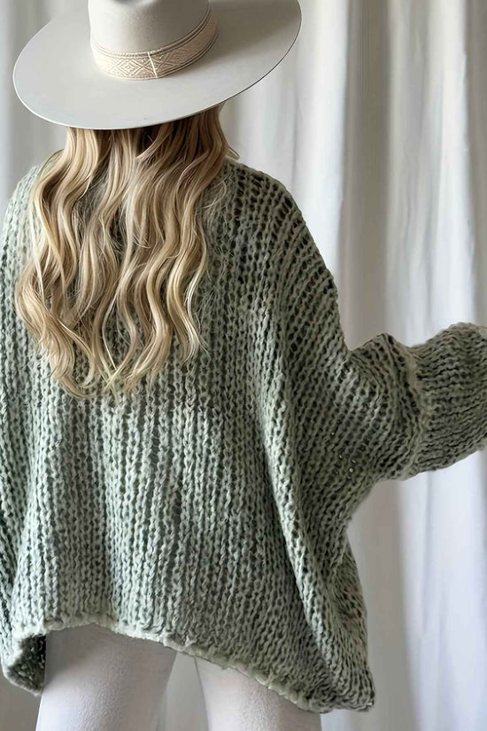 Plus Size, Women's Plus Size Oversized V-Neck Sweater - Winter Warm Solid Color Pullover, Elegant Casual Loose Fit Sweaters for Fall/Winter Layering, Hand Washable Cozy Blouse