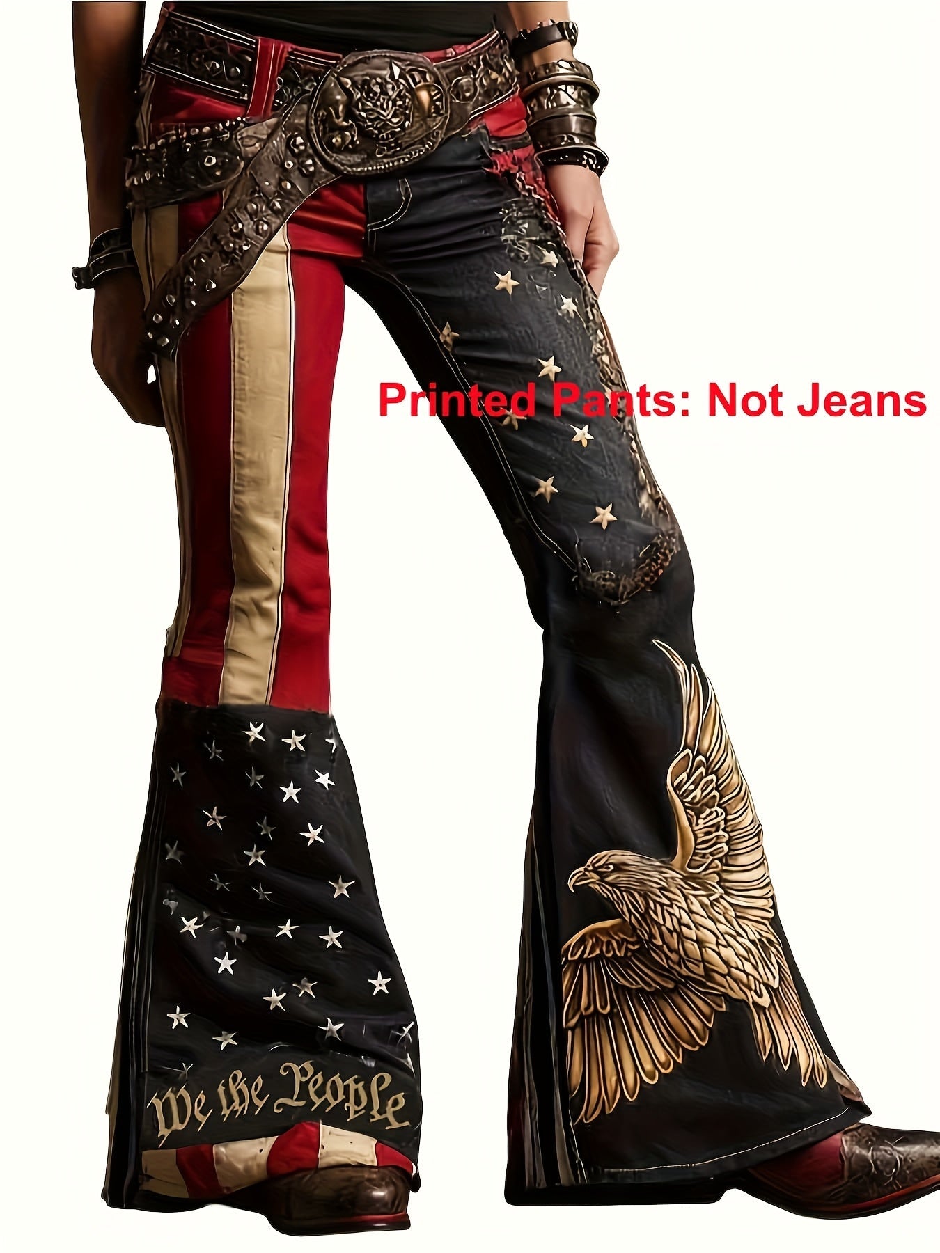 Printed Pants -Not Denim Fabric Women's Elegant Bohemian Denim-Style Floral Print Straight Leg Trousers - All-Season Comfort, Classic Five-Pocket Design with Belt Loops & Button Closure, Durable Fabric for Casual & Semi-Forma SS69