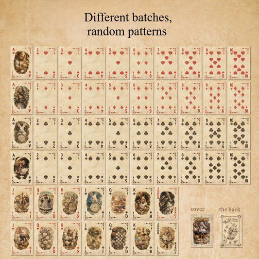 Alice in Wonderland Vintage Playing Cards - Premium Card Stock with Queen of Hearts, Cheshire Cat & Mad Hatter Art - Collectible Gift for Themed Parties, Tabletop Games & Collectible Editions, Themed Party Accessories, Whimsi SS69