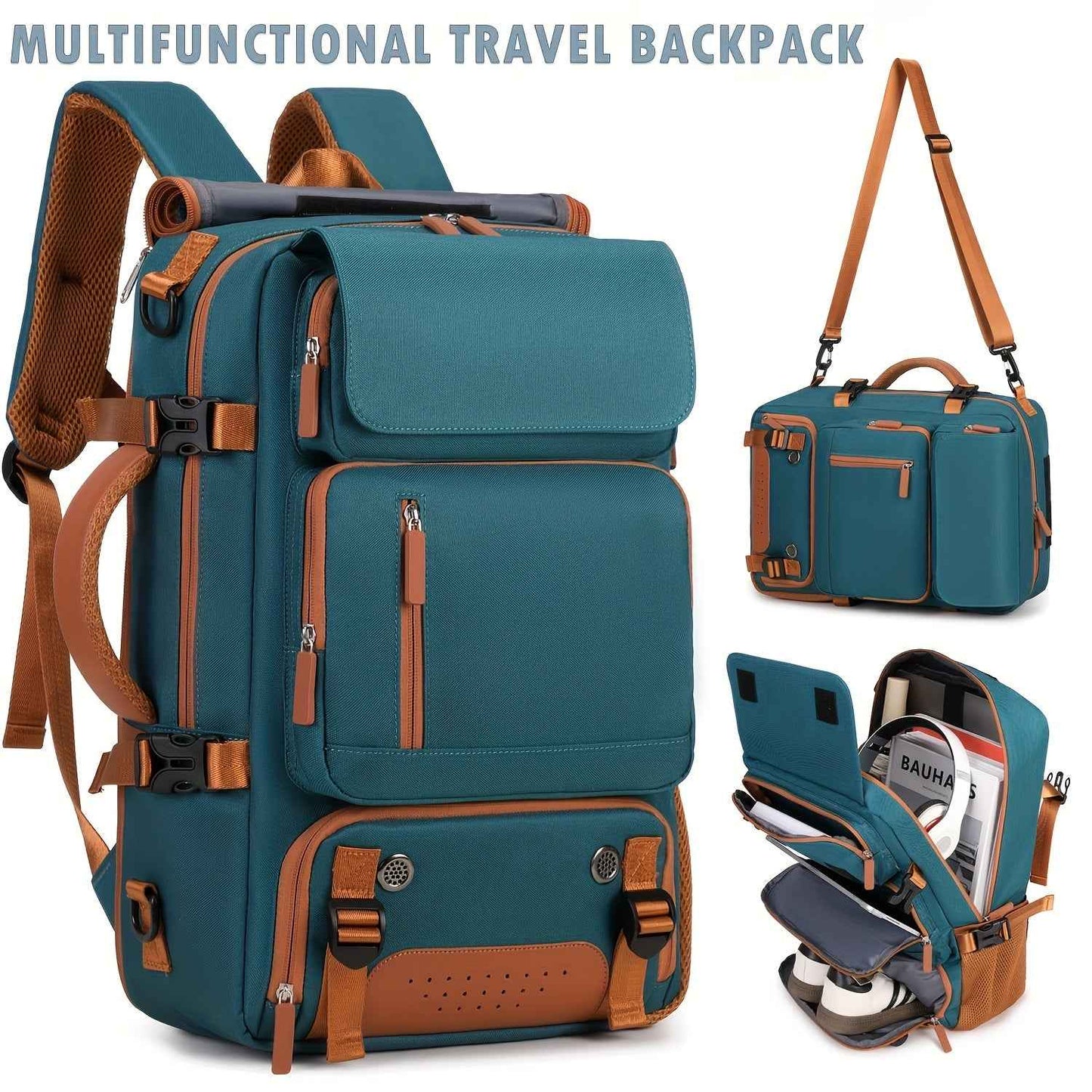 [Large Multifunctional] Large Multifunctional Backpack | Convertible, Laptop & Shoe Compartment, Zipper Closure, Adjustable Strap, Lining, Royal