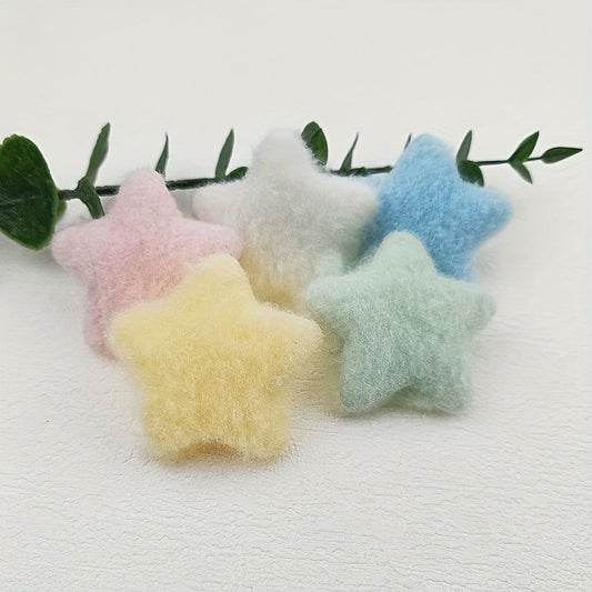 15pcs Soft Pastel Felt Star Appliques, Double-Sided, Fluffy Texture - Ideal for DIY Hat, Hair Clip & Clothing Patches, Assorted Colors SS69