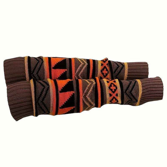 1 Pair Women'S Thermal Calf Socks - Winter Warmth with Multicolor Geometric Patterns (/Orange/Red/Teal/ - Soft Blend - Machine Washable, - Ideal For Skiing, Travel, Daily Wear - Cold Weather Essentials, Winter Socks, Colorblo