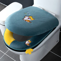2pcs/3pcs Winter-Themed Toilet Seat Cover Set, Soft Plush Padded Covers, with Embroidered Cartoon Design, Easy to Clean, Portable, with Zipper Closure for All Seasons SS69