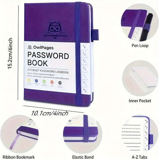 [Secure Password Book] Hardcover Password Book With Alphabetical Tabs | Password Keeper Notebooks For Seniors, Internet Password Logbook Journal, Address Organizer For Computer & Website Logins, Pocket Size SS69