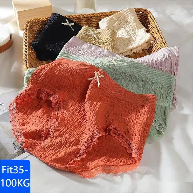 3Pcs/Set Super Elastic Panties Women Underwear Sexy Lace Seamless Briefs Girls Female Solid Color Plus Size Lingerie Fit35-100KG SS69