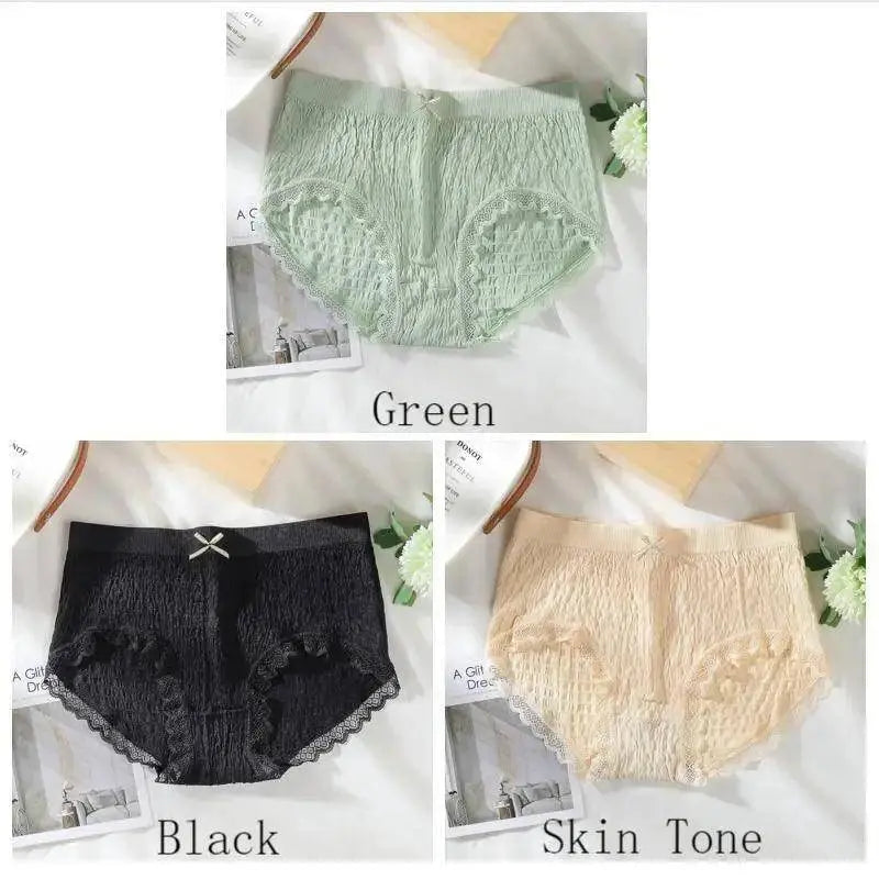3Pcs/Set Super Elastic Panties Women Underwear Sexy Lace Seamless Briefs Girls Female Solid Color Plus Size Lingerie Fit35-100KG SS69