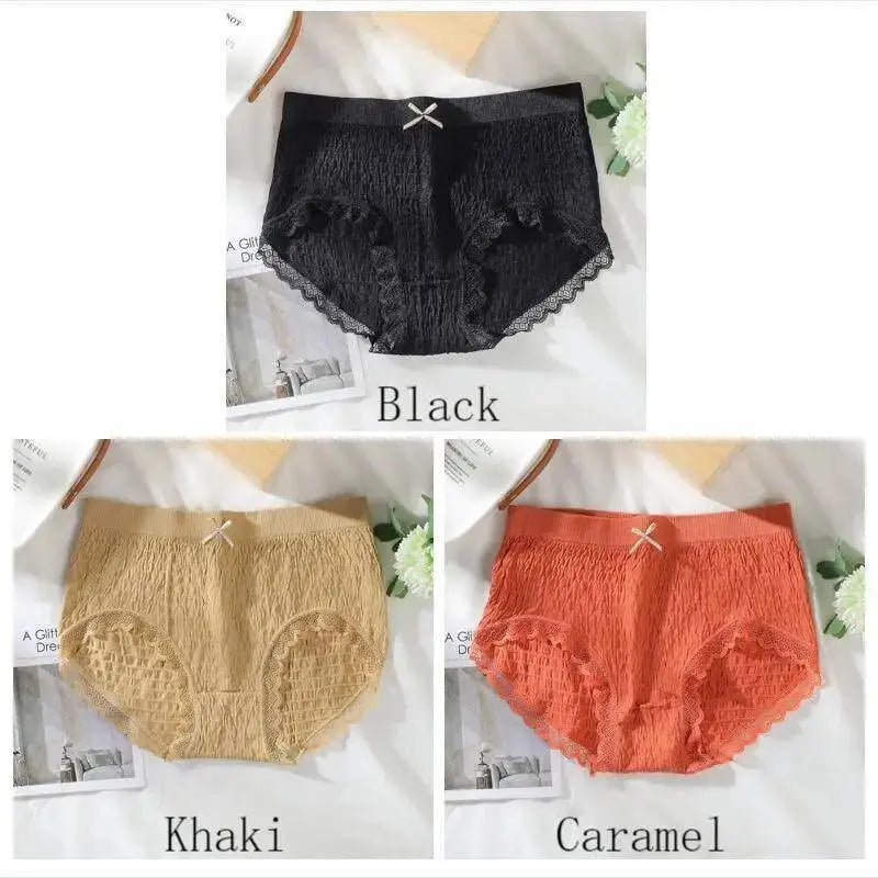 3Pcs/Set Super Elastic Panties Women Underwear Sexy Lace Seamless Briefs Girls Female Solid Color Plus Size Lingerie Fit35-100KG SS69 13.69 HKJ-3PPK / 3pcs / L
