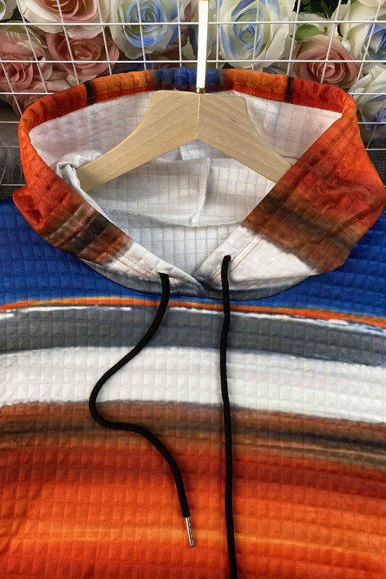 Plus Size - Women'S Plus Size Oversized Hoodie - Cozy Fall/Winter Sweatshirt with Drawstring Hood & Side Pockets, Blue/Orange/Red/Black/Gray Striped Pullover for Everyday & Formal Outfits - Casual Loose Fit Sweater, Sweater H