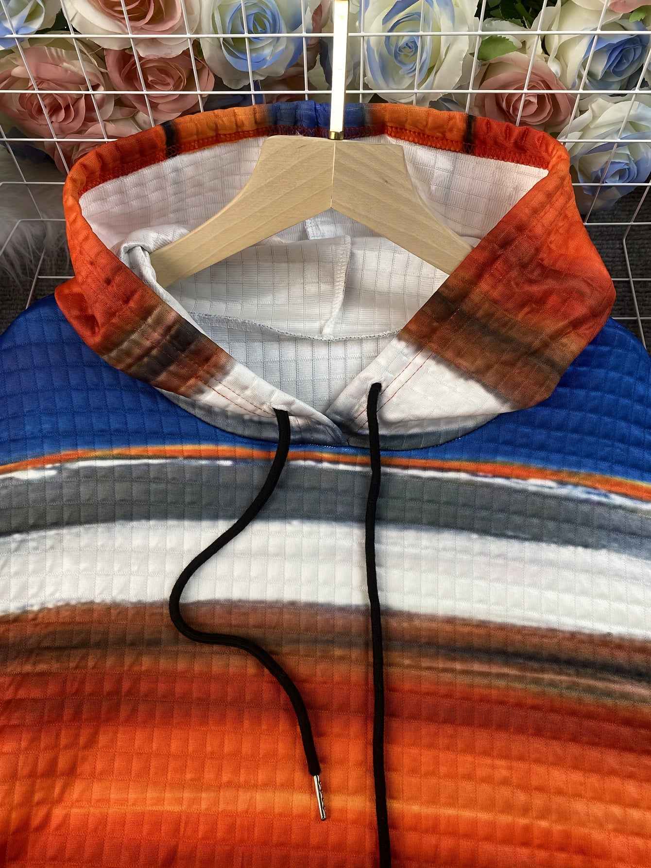 Plus Size - Women'S Plus Size Oversized Hoodie - Cozy Fall/Winter Sweatshirt with Drawstring Hood & Side Pockets, Blue/Orange/Red/Black/Gray Striped Pullover for Everyday & Formal Outfits - Casual Loose Fit Sweater, Sweater H