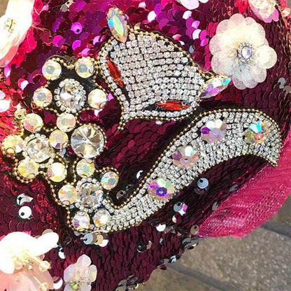 [Anime Baseball Cap] Anime Theme Women's Fashion Baseball Cap - Breathable Mesh, Adjustable Fit, Rhinestones and Floral Embellishments, Hot-stamping Craftsmanship, Sparkling Sequin Duckbill Hat, Carnival/Mardi Gras/Masquerade SS69