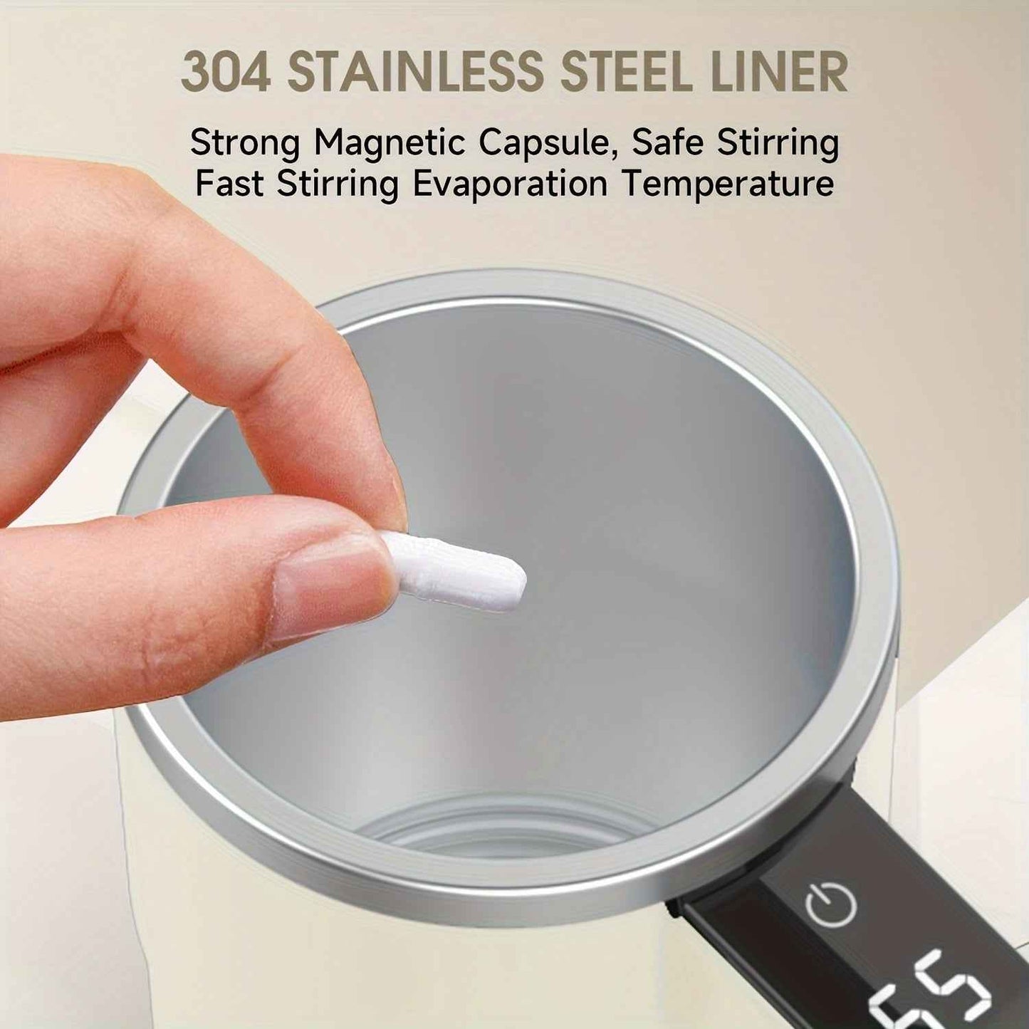 PANCERKA Self Stirring Mug, Auto Magnetic Coffee Mug with LED Display Temperature, Rechargeable Automatic Stirring Mug, 12oz Self Mixing Cup with Lid to Stir Coffee Mixed Milk at Desk Use