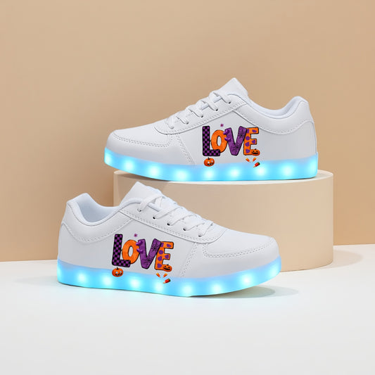 LED Light-Up Sneakers with USB Rechargeable Battery - Glow-in-the-Dark Shoes, All-Season Low-Top Sneakers with TPR Sole, for Skateboarding, Running, Parties