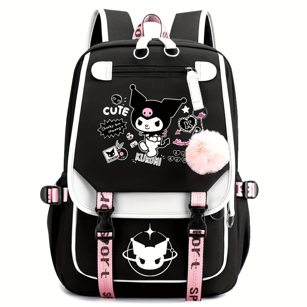 [Large Cute Cartoon Laptop Backpack] Sanrio Kuromi Backpack Cartoon Laptop Backpack Cute Large Travel Bag Casual Backpacks SS69 41.69 Black B