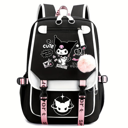 [Large Cute Cartoon Laptop Backpack] Sanrio Kuromi Backpack Cartoon Laptop Backpack Cute Large Travel Bag Casual Backpacks SS69 41.69 Black B