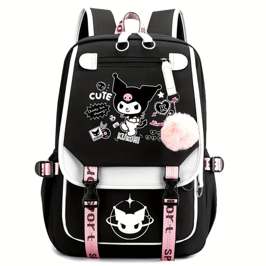 [Large Cute Cartoon Laptop Backpack] Sanrio Kuromi Backpack Cartoon Laptop Backpack Cute Large Travel Bag Casual Backpacks SS69 41.69 Black B