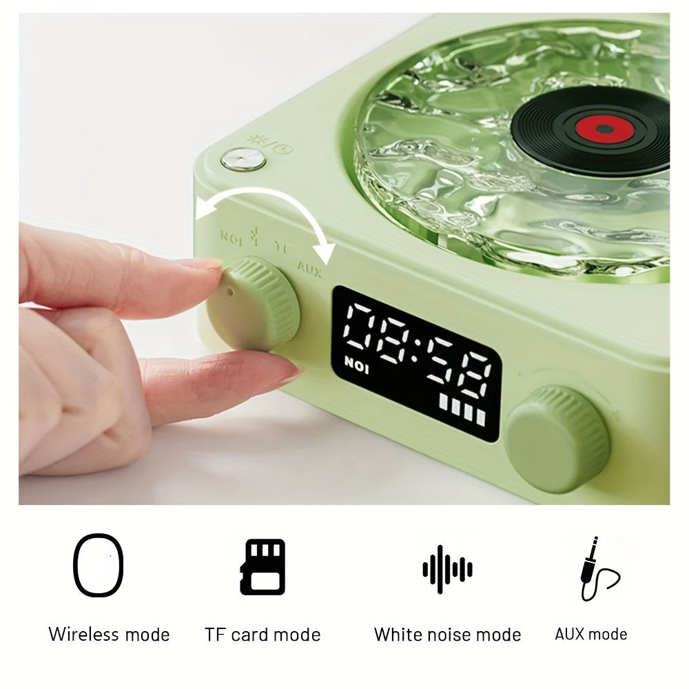 1pc Multifunctional White Noise Stereo Wireless Speaker, 4 Natural Sounds, Immersive RGB Projection, Adjustable Ambient Lighting, Wireless Audio, Supports 4 Play Modes, Retro Turntable Appearance, Can Be Used As Holiday Gifts SS69