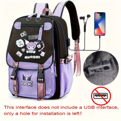 [Sanrio Licensed]Cute for kuromi School Bag for kuromi Backpack Suitable For Boys And Girls, Equipped With A USB Port, Comes Ultra-lightweight Outdoor Camping And Hiking Gear, Essential For Travel, Gift For Back To School Bac SS69
