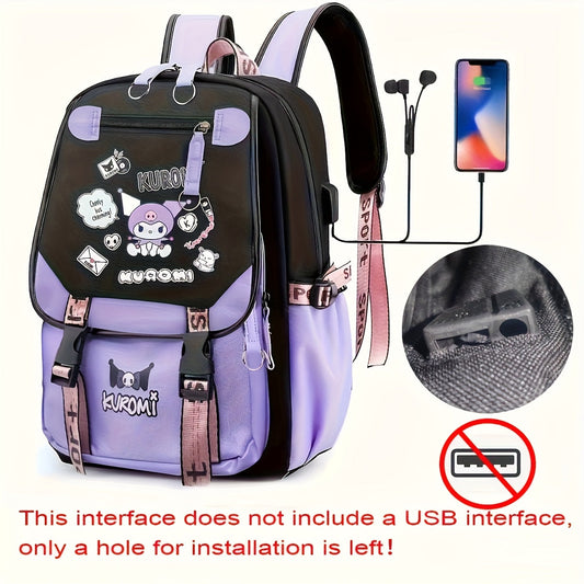 [Sanrio Licensed]Cute for kuromi School Bag for kuromi Backpack Suitable For Boys And Girls, Equipped With A USB Port, Comes Ultra-lightweight Outdoor Camping And Hiking Gear, Essential For Travel, Gift For Back To School Bac SS69