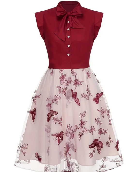 Black 1950s Butterfly Patchwork Classic Clothing SS69