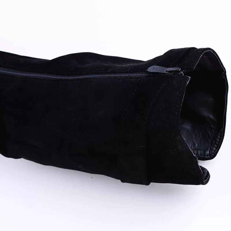 Women's Plus Size Knee-High Stiletto High-Heeled Boots, European-Inspired Round Toe with Zipper Closure, Stretch Comfort Fit and Slip-Resistant MD Sole, Elegant All-Season Booties for Casual & Formal Events, Brown, Grey, Hand