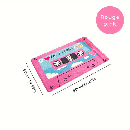 1pc Retro Cassette Tape Non-Slip Bath Mat - Water-Resistant Knitted Rug, Music Theme Decor For Bathroom, Bedroom, Living Room fluffy plush winter decor decoration fluffy plush winter decor decoration SS69