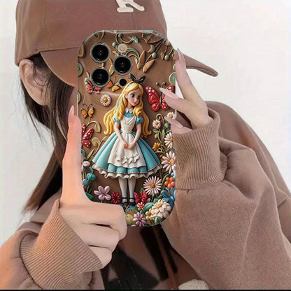 One Piece of a Disney Cartoon-Themed Case Featuring a Sculpted Figure from Alice in Wonderland, Ideal for Apple for iphone Models 16, 15, 14, 13, 12, 11 Pro Max, And XS. an Excellent Gift with a Cartoon Design, Flat 2D Style, SS69 13.69 Mixed Color 1 / IPhone 16 Pro Max