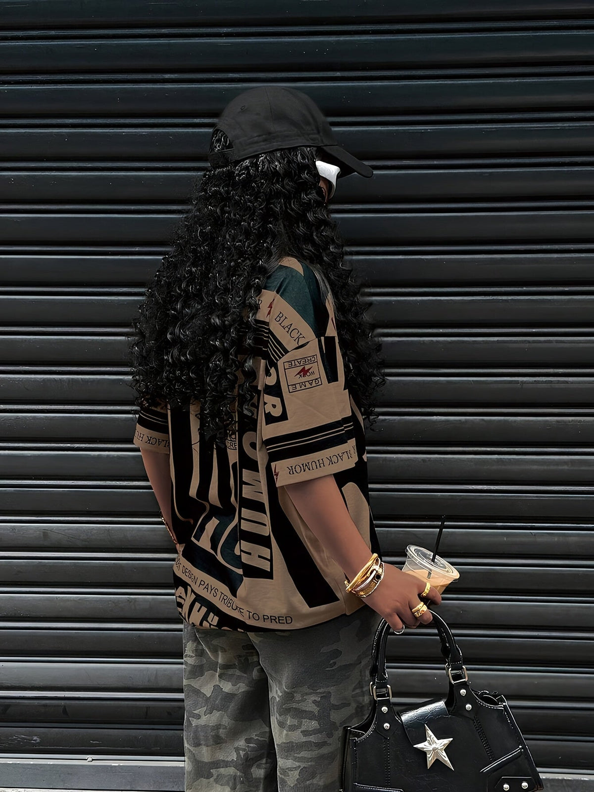 Women's Casual Letter Print T-Shirt - Olive Green with Black and White Text, Short Sleeve, Round Neck, Polyester, Machine Washable, Ideal for Casual Attire SS69