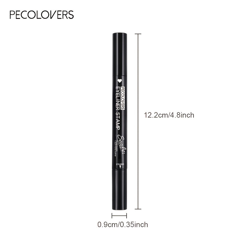 PECOLOVERS 2-in-1 Black Liquid Eyeliner Stamp Pen, Waterproof Quick Dry Love Heart Design, Cosmetic Makeup Tool SS69