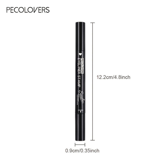PECOLOVERS 2-in-1 Black Liquid Eyeliner Stamp Pen, Waterproof Quick Dry Love Heart Design, Cosmetic Makeup Tool SS69