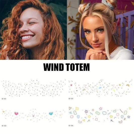 4 Pcs Set Colorful Cute Face Waterproof Tattoo Stickers Small Fresh And Sweet Girl Women Support Meeting Party Concert Decoration Body Art Fake Tattoo SS69