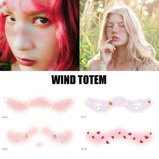 4 Pcs Set Colorful Cute Face Waterproof Tattoo Stickers Small Fresh And Sweet Girl Women Support Meeting Party Concert Decoration Body Art Fake Tattoo SS69