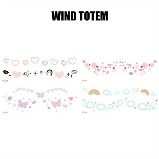 4 Pcs Set Colorful Cute Face Waterproof Tattoo Stickers Small Fresh And Sweet Girl Women Support Meeting Party Concert Decoration Body Art Fake Tattoo SS69