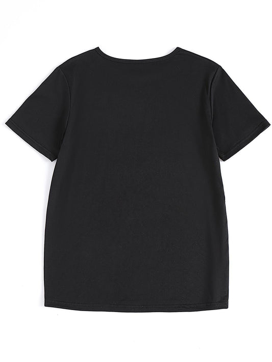 Women'S Gothic Style V-Neck T-Shirt with Alice in Wonderland Print - High-Quality Casual Short Sleeve Top, Floral Design, Perfect for Commuting & Gifting, Halloween & Christmas Horror Night Theme, Halloween Shirts SS69