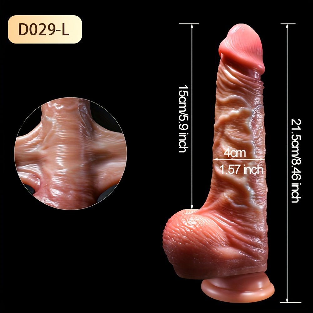1pc Realistic Silicone Dildo 8.5inch, Foreskin Dildo with Suction Cup, Non-Electric Female Masturbator, Big Dick Anal Sex Toy for Women, Adult Erotic Play Accessory SS69 20.69 D029-L