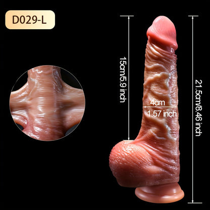 1pc Realistic Silicone Dildo 8.5inch, Foreskin Dildo with Suction Cup, Non-Electric Female Masturbator, Big Dick Anal Sex Toy for Women, Adult Erotic Play Accessory SS69 20.69 D029-L