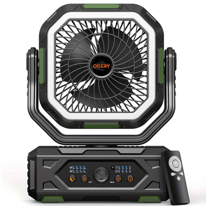 New Style 20000mAh Rechargeable Camping Fan, Portable Battery Powered Fan with LED Lights, Remote & Oscillating - 4 Speed for Tent, Travel, Bedroom, Car, Outdoor Camping Essentials, Convenient And Durable