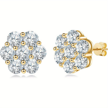 Moissanite Earrings, 4.2 Carat D Color VVS1 Flower Cut Diamond Moissanite Earrings, 925 Sterling Silvery Earrings, 18K White Gold Plated Fine Jewelry Earrings SS69 1927.69 Yellow / 4.2ct*2