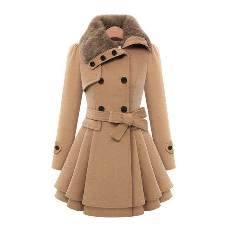 Plus Size Women's Fleece Winter Coat with Lapel Collar