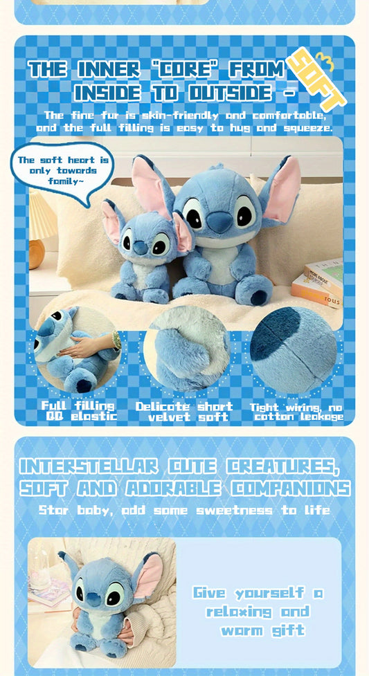 Miniso Disney Stitch Sitting Doll Plush Doll Disney Basic Series Medium Sitting Doll Kawaii Home Bedroom Sofa Accessories Collectible Dolls Gift Ornament Party Favors