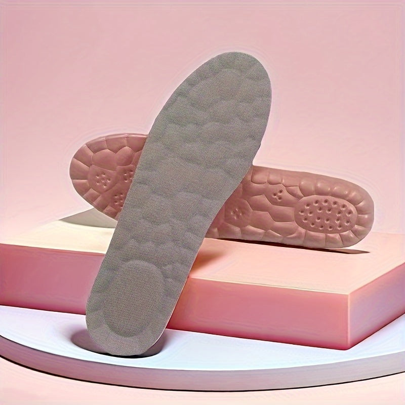 1pair Women'S Comfort Insoles, Soft Elastic Breathable Inserts, Customizable Size for Sports & Casual Shoes, Sweat-Absorbent, Pink - Available In Sizes 35-45 (9-10.63 Inches) SS69