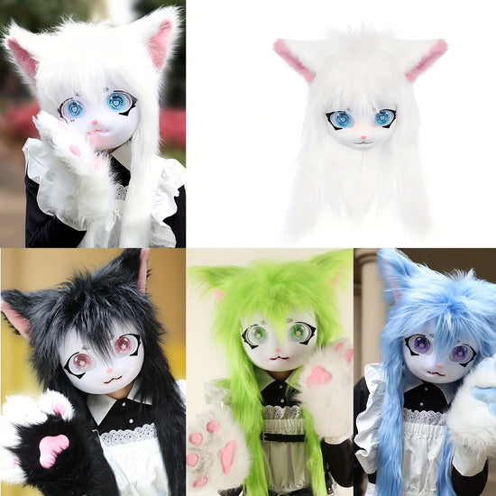 Animal Head Cat Fursuit Cut Mask Halloween Masquerade Cosplay Costume Props SS69