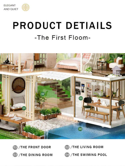 A Miniature Dollhouse Kit Featuring Furniture, a Wooden House Model Complete with a Dust Cover And a Music Box, Designed at a 1:24 Scale, Perfect As an Elegant Gift for Adult Friends Or Lovers on Their Birthday (Glue Not Incl