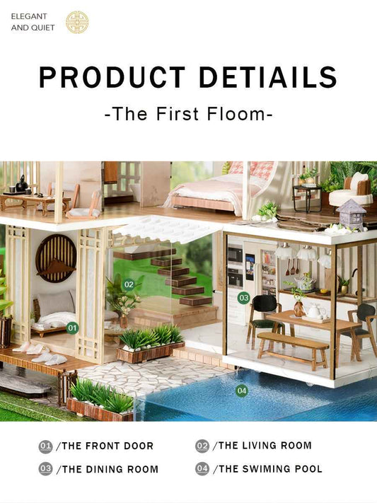A Miniature Dollhouse Kit Featuring Furniture, a Wooden House Model Complete with a Dust Cover And a Music Box, Designed at a 1:24 Scale, Perfect As an Elegant Gift for Adult Friends Or Lovers on Their Birthday (Glue Not Incl