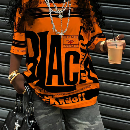 European And American Trendy Sports Style Round Neck Printed T-Shirt - SS69