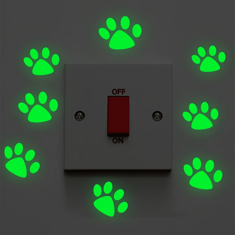 PawPals 1 Set Modern Glow-in-the-Dark Paw Print Wall Decals, Plastic Light-Up Animal Claw Stickers for Bedroom, Living Room, Entryway - Pet-Friendly Home Decor Switch and Light Wall Stickers SS69