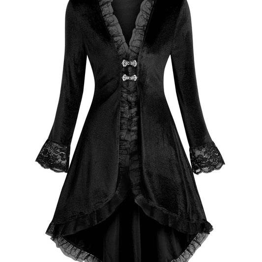 Plus Size, Women's Plus Size Gothic Lace Dress Suitable for Weddings & Formal Events - Elegant Fitted Bodice & Full Dress, Machine Washable, Spring/Fall Wedding Guest Dress or Prom Dress
