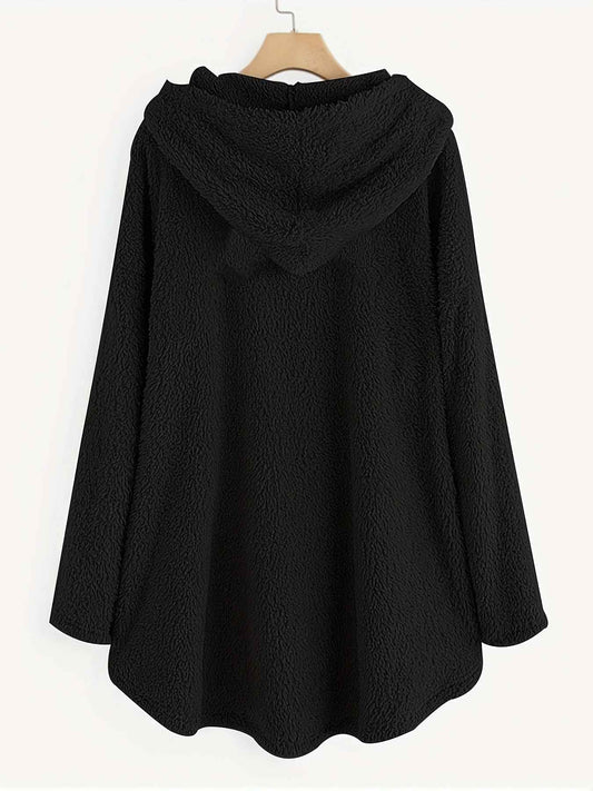 Plus Size, Plus Size Women's Autumn Winter -Lined Thickened Hooded Hand- Sweatshirt