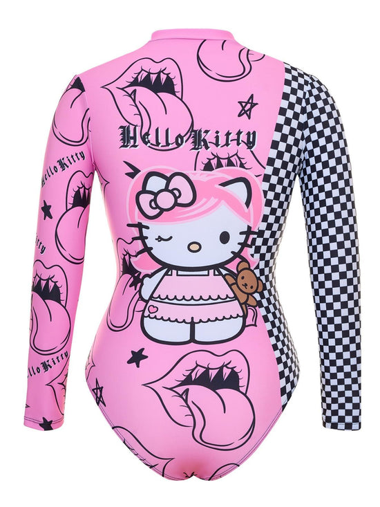 [Cute Cartoon Bikini] Sanrio Cute Cartoon 1pc/a set Gir Bikini - Small Breast Gathers Beach Vacation Style SS69