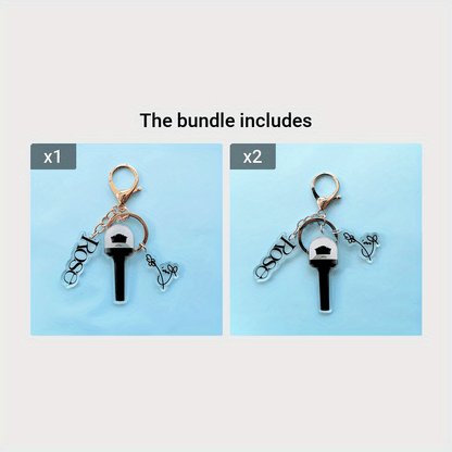 KPOP Rose Lightstick Keychain Acrylic Double-sided Transparent Bag Key Pendant Accessories Creative Star Peripheral SS69 11.69 ROSE1+ROSE2*2