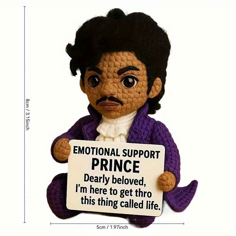 1pc Handmade Crocheted Emotional Support Doll with Expressive Eyes & Smile - Soft Polyester Plush with Positive Affirmation Card, Collectible Gift for Women, Music Lovers, Graduation, Christmas, Birthdays, Coworkers - No Batt